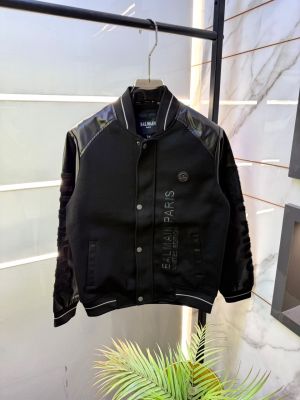 Balmai Paris Logo Imported Printed Super Premium Black Varsity Jackets F2025-BL