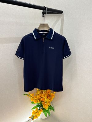 Boss Premium Zipper Navy Collar Neck Polo T-shirt With Brand Box Packing F3988-NY