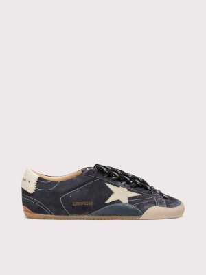 Golden Goose True-Star trainers dark blue suede with white nappa leather star heels tab 203