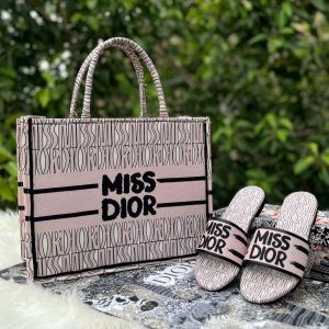 Miss Dioor Book Large Tote With OG Box & Dust Bag & Scarf (L Pink - 1033)
