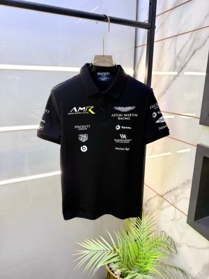 Aston Martin Hacket Black Premium Collar Neck Polo T-shirt F5133-BL