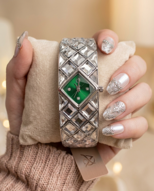 Swarrovsk_i Curiosa Bangle Silver To Green