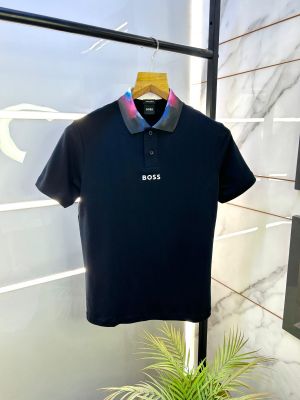 Hug_Boss Navy Premium Collar Neck Polo T-shirt F2640-NY