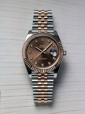 Rolee_x Oyster Perpetual Date Just 2Ton Copper Brown Diamond