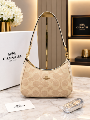 Coacch Teri Hobo Large Big C Apricot Shoulder Bag With OG Box & Dust Cover 8006 Canvas Big C Apricot