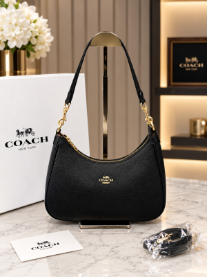 Coacch Teri Hobo Large Litchi Black Shoulder Bag With OG Box & Dust Cover 8006 Litchi Black