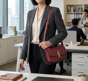 Ysl solferino shoulder bag with og box(2435-wine)