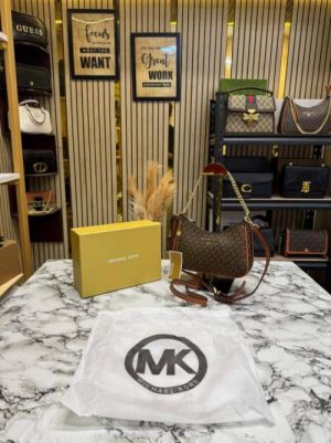 Michael Korrs Jet Set Charm Logo Sling Bag With Box And Dust Bag (4018-Brown)