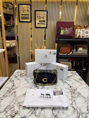 Coacch Tabby Quilted Black Shoulder Bag With Box And Dust Bag