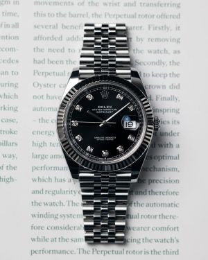Rolee_x Oyster Perpetual Date Just Diamond Silver-Black-Diamond