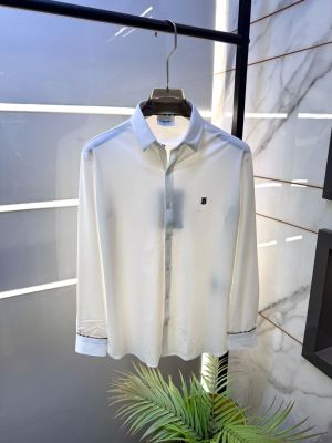 Burberr Importad White Premium Shirt With Brand Box Packing and Carry Bag F3995-WH