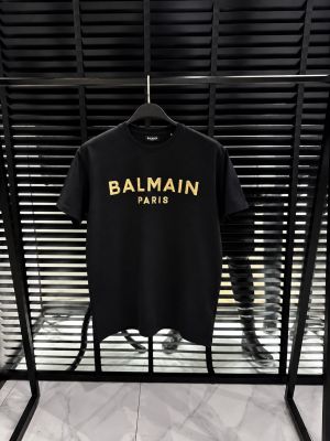 Balmai Middle Brand Print Round Neck T-shirt Black