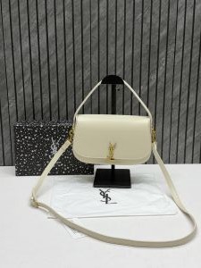 Ysl Voltaire 8868 White-Gold Shoulder Crossbody Bag With Original Box