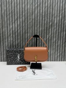 Ysl Voltaire 8868 TanBrown-Gold Shoulder Crossbody Bag With Original Box