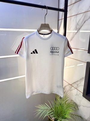 Adida White Round Neck Premium Polo Printed T-shirt F5135-WH