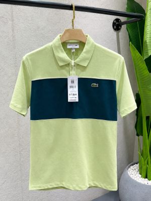 Lacost Pista Green Premium Cotton Pique fabric Polo Tshirt with Front Design and Embroidered Logo 4495