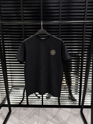 Balmai Chest Logo Round Neck T-shirt Black