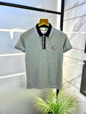 Sale Gucc Grey Polo Premium Collar Neck T-shirt F2716-GY
