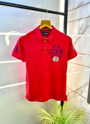 Sale Us Polo Red Collar Neck Imported Premium T-shirt F2731-RE