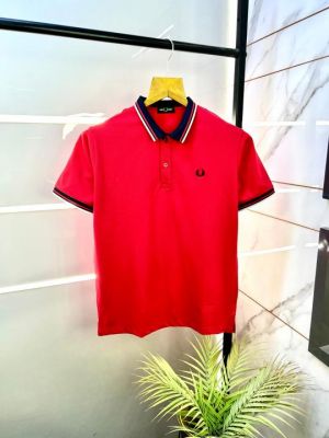 Sale Fred Perry Red Polo Premium Collar Neck T-shirt F2687-RE