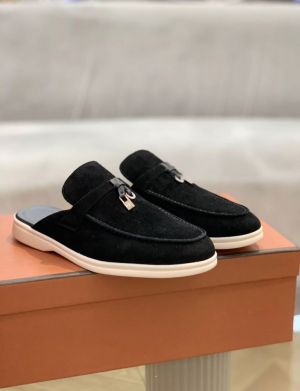 Loro Piana Babouche Loafers Black 215