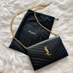 Ysl Envelope Black-Gold Crossbody ShoulderBag With OG Box Dust Cover 10822