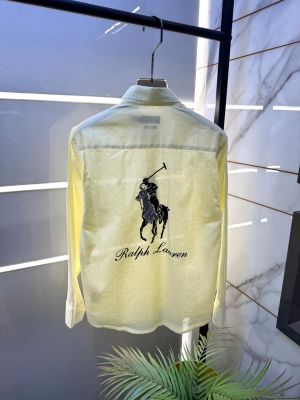 Ralp_Lauren Linen Yellow Print White Embroidery Logo Premium Shirt F4020-YE