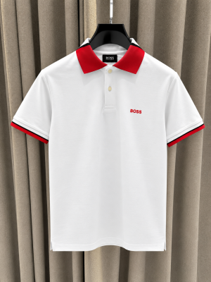 Boss Premium Polo Tshirt White Red