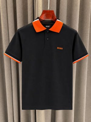 Boss Premium Polo Tshirt Black Orange