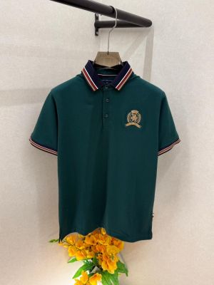 Tomm_Hilfiger Green Premium Caller Neck Polo T-shirt With Brand Box Packing F3972-GR