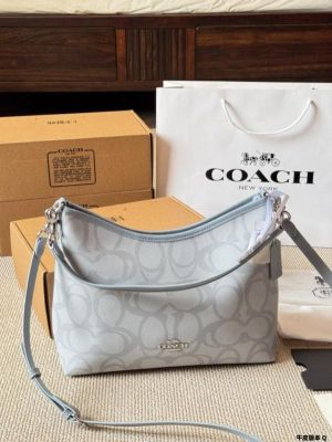 Coaach Laurel Premium Leather Shoulder Bag With OG Box & Dust Bag & Charm (Blue - 1207)