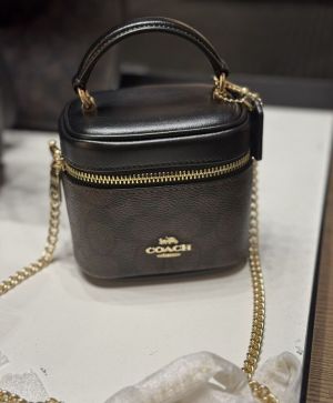 Coacch Ava Crossbody Bag Signature Canvas Compact Box-shaped With OG Box & Dust cover Coffee Black