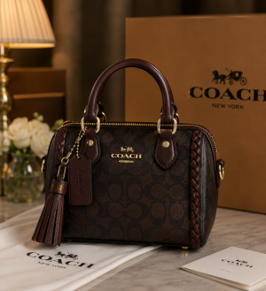 Coacchh Rowan Mini Braided Crossbody Bag With Original Magnet Box & Carry bag 6556