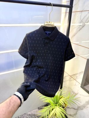 Tomm Hilfiger Black Polo Premium Collar Neck T-shirt F5105-BL