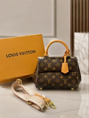 Louiis Vuitton Cluny Mini Monogram Brown Top Handle detachable Woven Shoulder Strap With OG Box Dust Cover & Carry Bag 22617 Laohua Yincheng