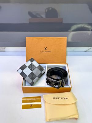 Lv_Loui_Vuittion Black Grey White Belt &Wallet Combo Fa 1120