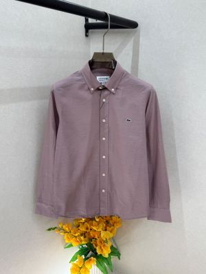 Lacost Linen Pink Embroidery Logo Premium Shirts F4029-PI