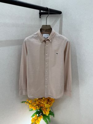 Lacost Linen Beige Embroidery Logo Premium Shirts F4029-BE