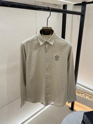 Massimo Dutti Beige Linen Back Printed Premium Shirt With Brand Box Packing F4030-BE