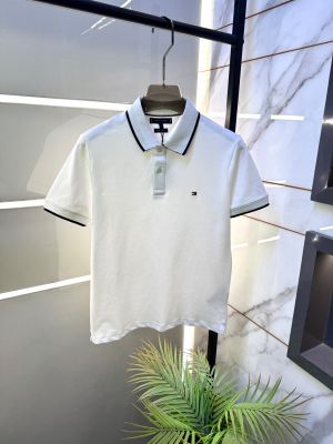 Tomm Hilfiger White Polo Premium Collar Neck T-shirt F5075-WH