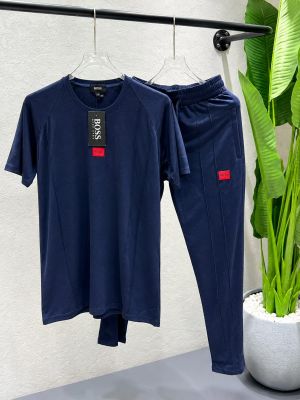 Boss Navy Premium Tracksuit with Soft Cotton Fabric nd Emboss Logo 4471