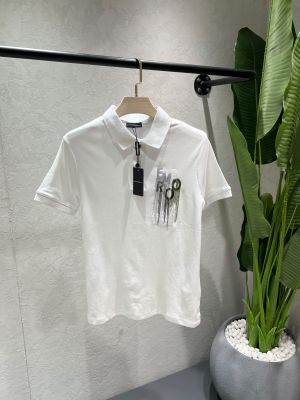 Emporio Arma White Premium Imported 240 GSM Interlock Lycra Fabric Polo Tshirt with Front Embroidered Style Design Logo 4565