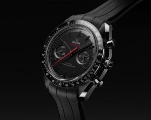 Omegg_a Speedmaster Dark Side of the Moon black white Red niddle