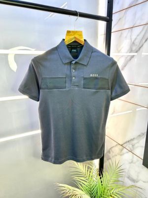 Sale Hug_Boss Grey Premium Collar Neck Polo T-shirt F2876-GY2