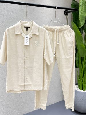 Loro Pian a Cream Premium Tracksuit with Soft Cotton Fabri nd Embroidered Logo 4356