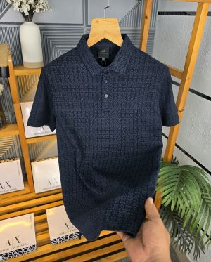 Ax Monogram Collor T shirt Navy K271-NY