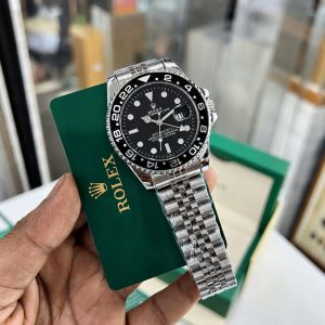 Roleex Men GMT Master ll Silver Black