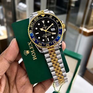 Roleex Men GMT Master ll Gold blue