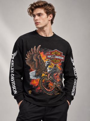 HARLEY DAVIDSON Premium Long Sleeves Printed Round Neck Tshirt GZ_0495