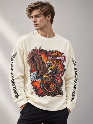 HARLEY DAVIDSON Premium Long Sleeves Printed Round Neck Tshirt GZ_0496